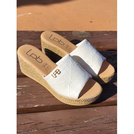 Mules femme compensées LPB Lucia ecru