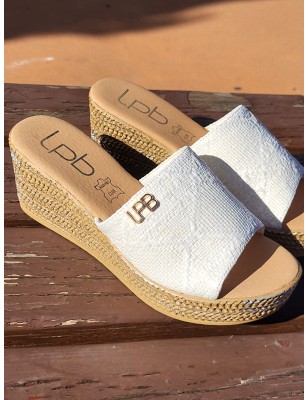 Mules femme compensées LPB Lucia ecru