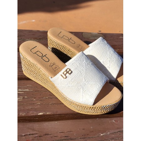 Mules femme compensées LPB Lucia ecru