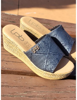 Mules femme compensées LPB Lucia noires