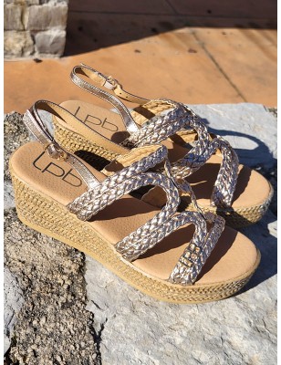 Sandales femme compensées LPB Niza champagne