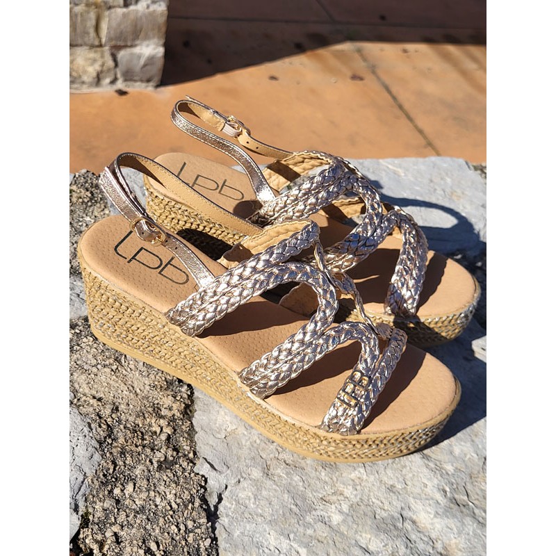 Sandales femme compensées LPB Niza champagne