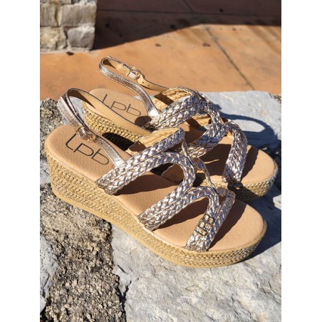 Sandales femme compensées LPB Niza champagne