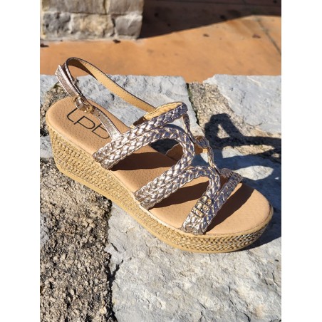 Sandales femme compensées LPB Niza champagne