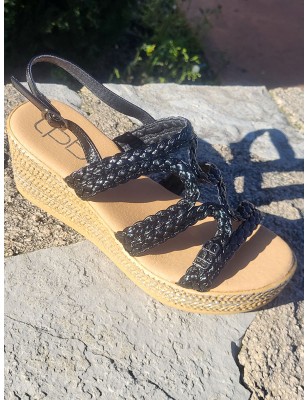 Sandales femme compensées LPB Niza noires