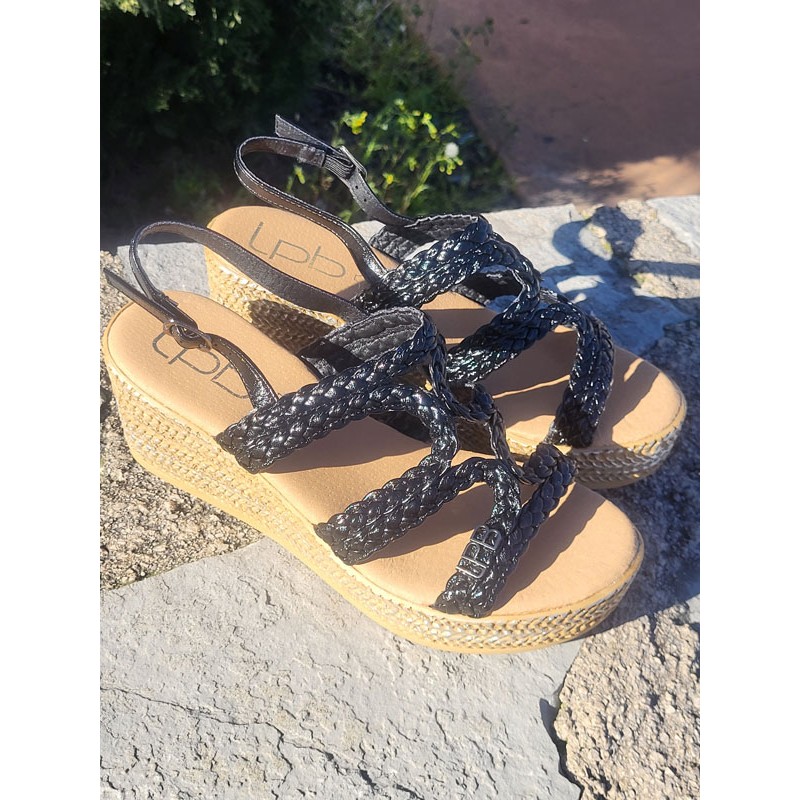 Sandales femme compensées LPB Niza noires