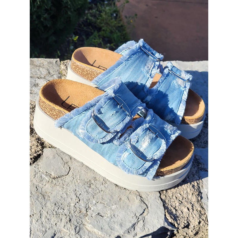 Mules femme LPB Laure bleu jean