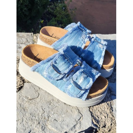 Mules femme LPB Laure bleu jean