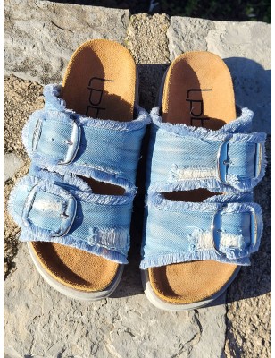Mules femme LPB Laure bleu jean