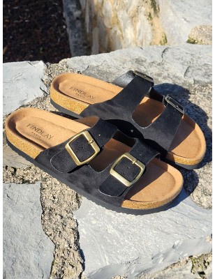 Mules femme daim Celesta noires