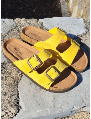 Mules femme daim Celesta jaunes