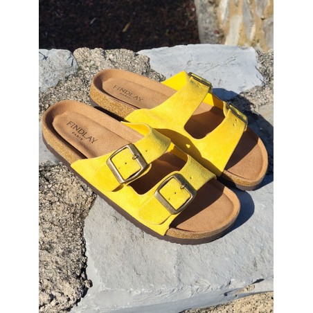 Mules femme daim Celesta jaunes