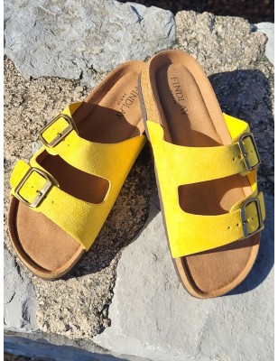 Mules femme daim Celesta jaunes