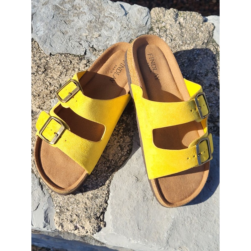 Mules femme daim Celesta jaunes