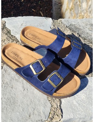 Mules femme daim Celesta marine