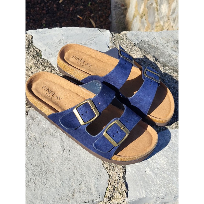 Mules femme daim Celesta marine