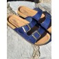 Mules femme daim Celesta marine