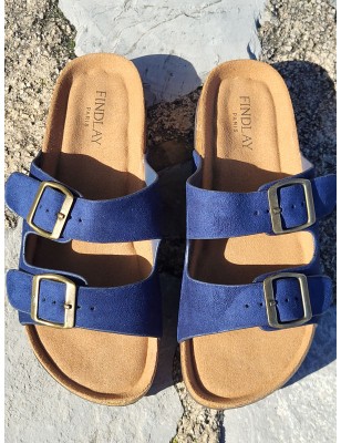 Mules femme daim Celesta marine