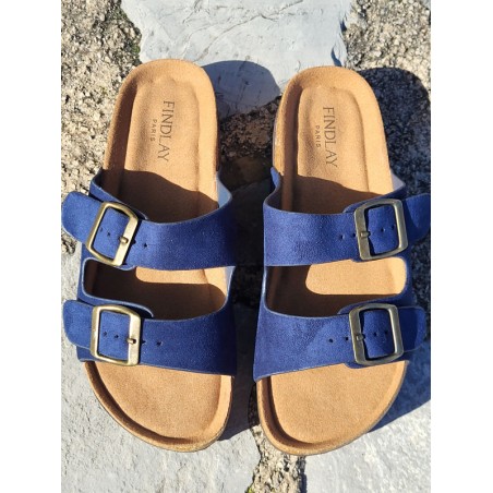 Mules femme daim Celesta marine