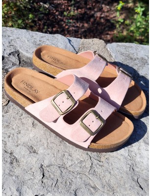 Mules femme daim Celesta roses