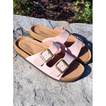 Mules femme daim Celesta roses