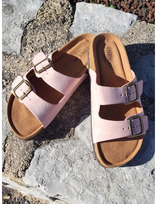 Mules femme daim Celesta roses