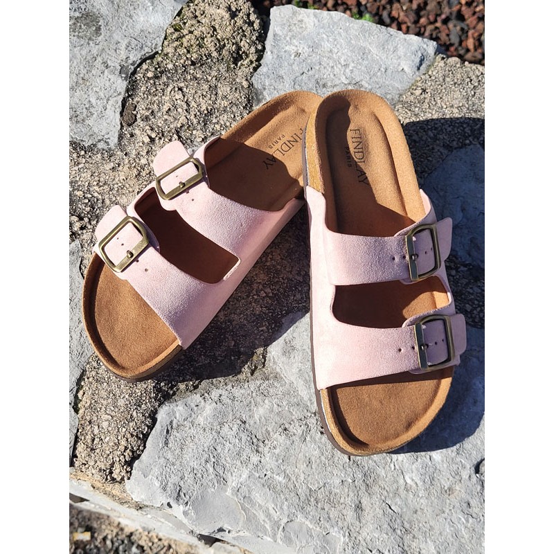 Mules femme daim Celesta roses