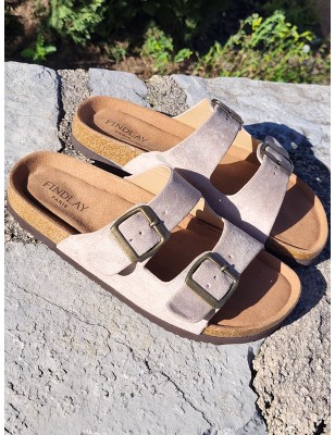 Mules femme daim Celesta taupe