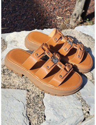 Mules femme Irisia camel