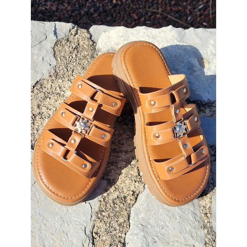 Mules femme Irisia camel