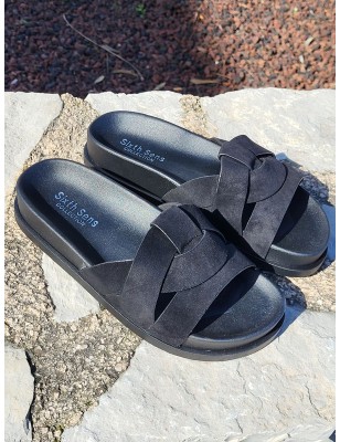 Mules femme daim Isadora noires