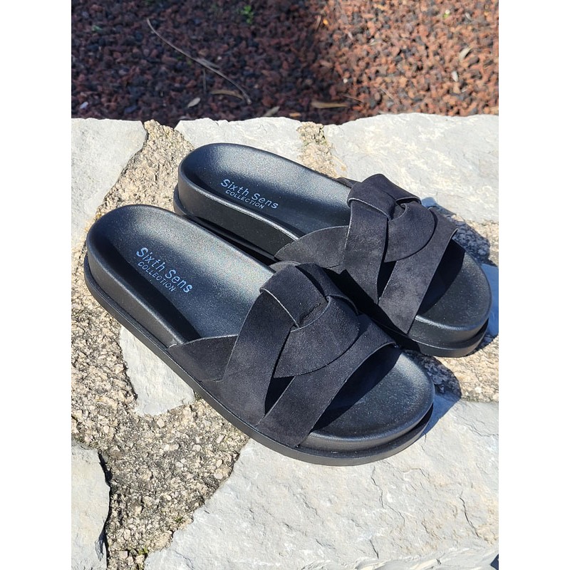 Mules femme daim Isadora noires