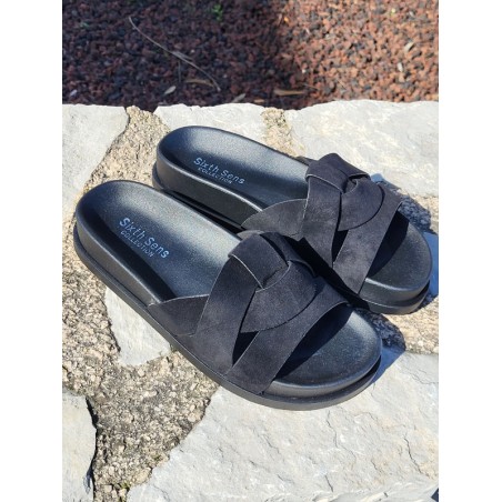 Mules femme daim Isadora noires