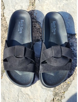 Mules femme daim Isadora noires