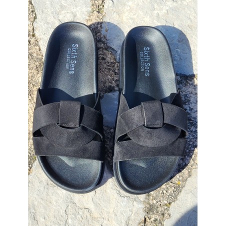 Mules femme daim Isadora noires