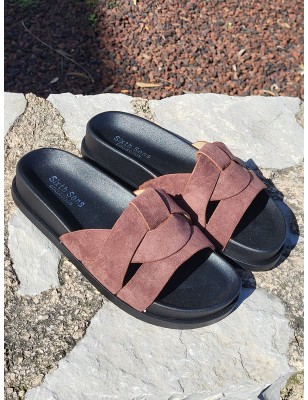 Mules femme daim Isadora marron