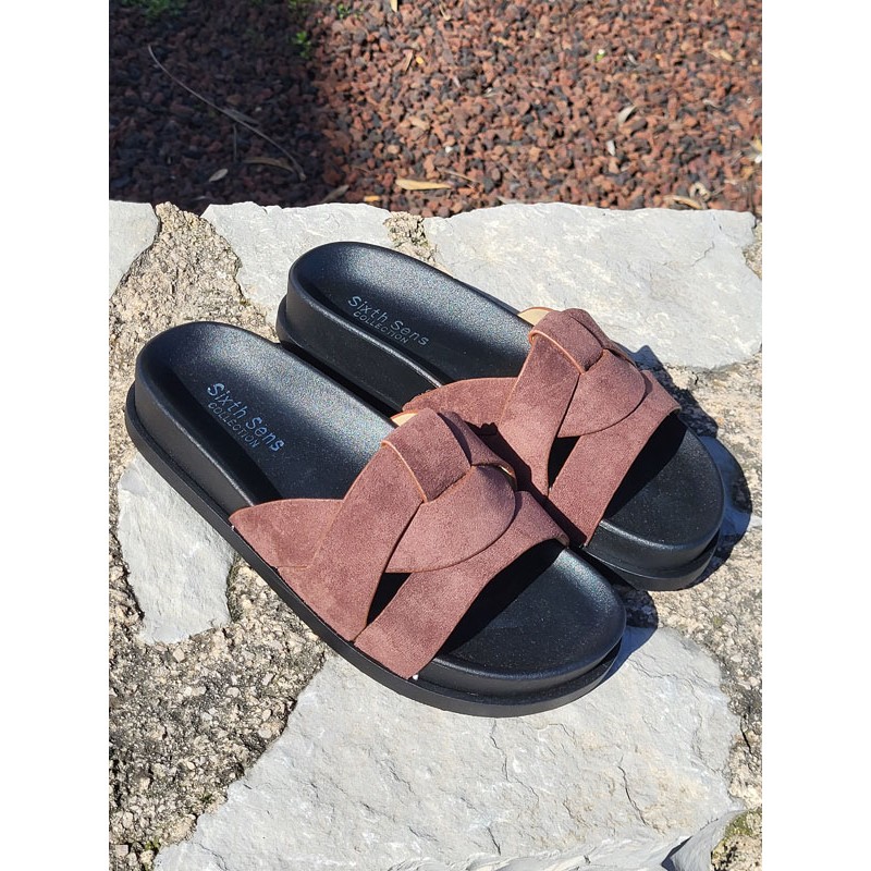 Mules femme daim Isadora marron