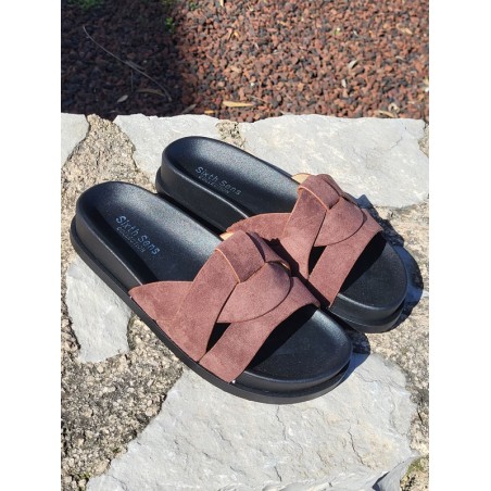 Mules femme daim Isadora marron