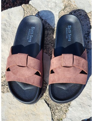 Mules femme daim Isadora marron