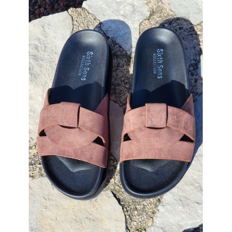 Mules femme daim Isadora marron