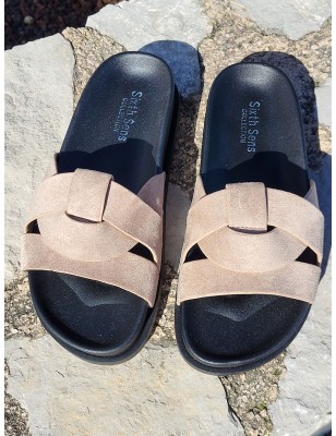 Mules femme daim Isadora beiges