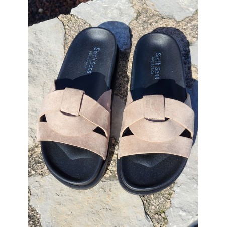 Mules femme daim Isadora beiges