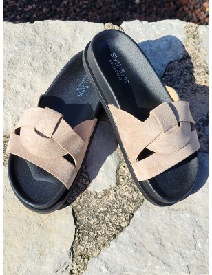 Mules femme daim Isadora beiges