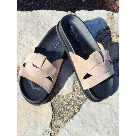 Mules femme daim Isadora beiges