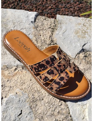 Mules femme daim Gina léopard