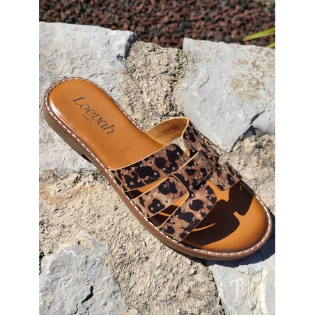 Mules femme daim Gina léopard