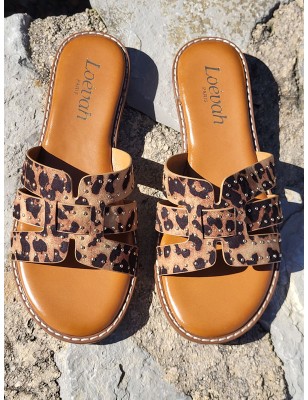 Mules femme daim Gina léopard