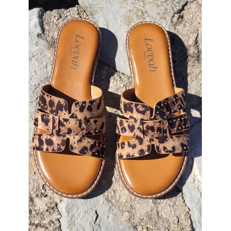 Mules femme daim Gina léopard