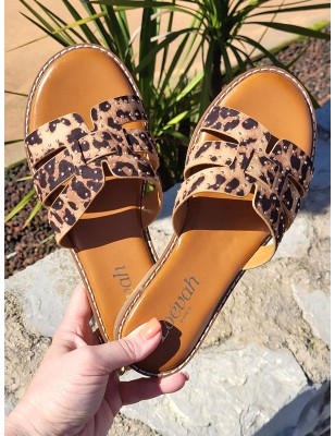 Mules femme daim Gina léopard