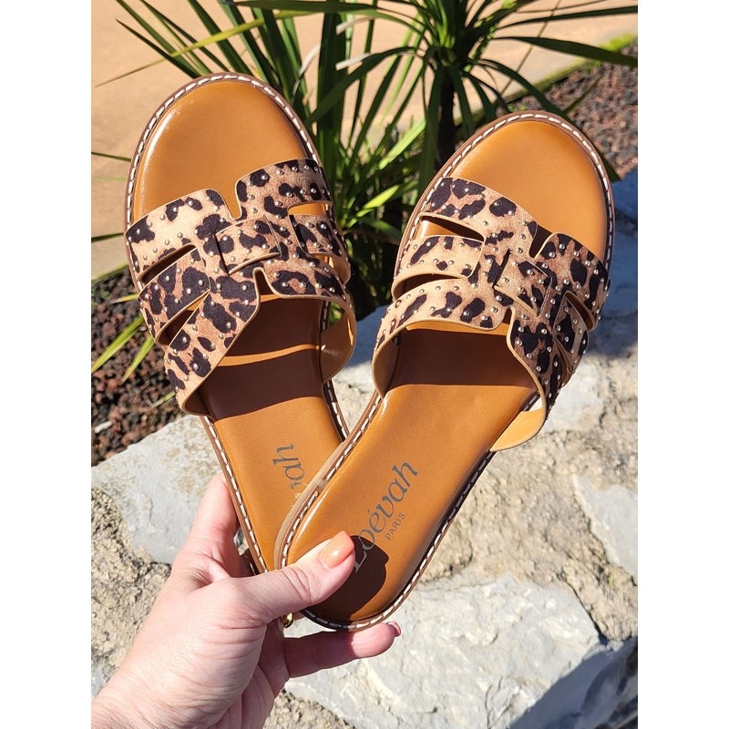 Mules femme daim Gina léopard